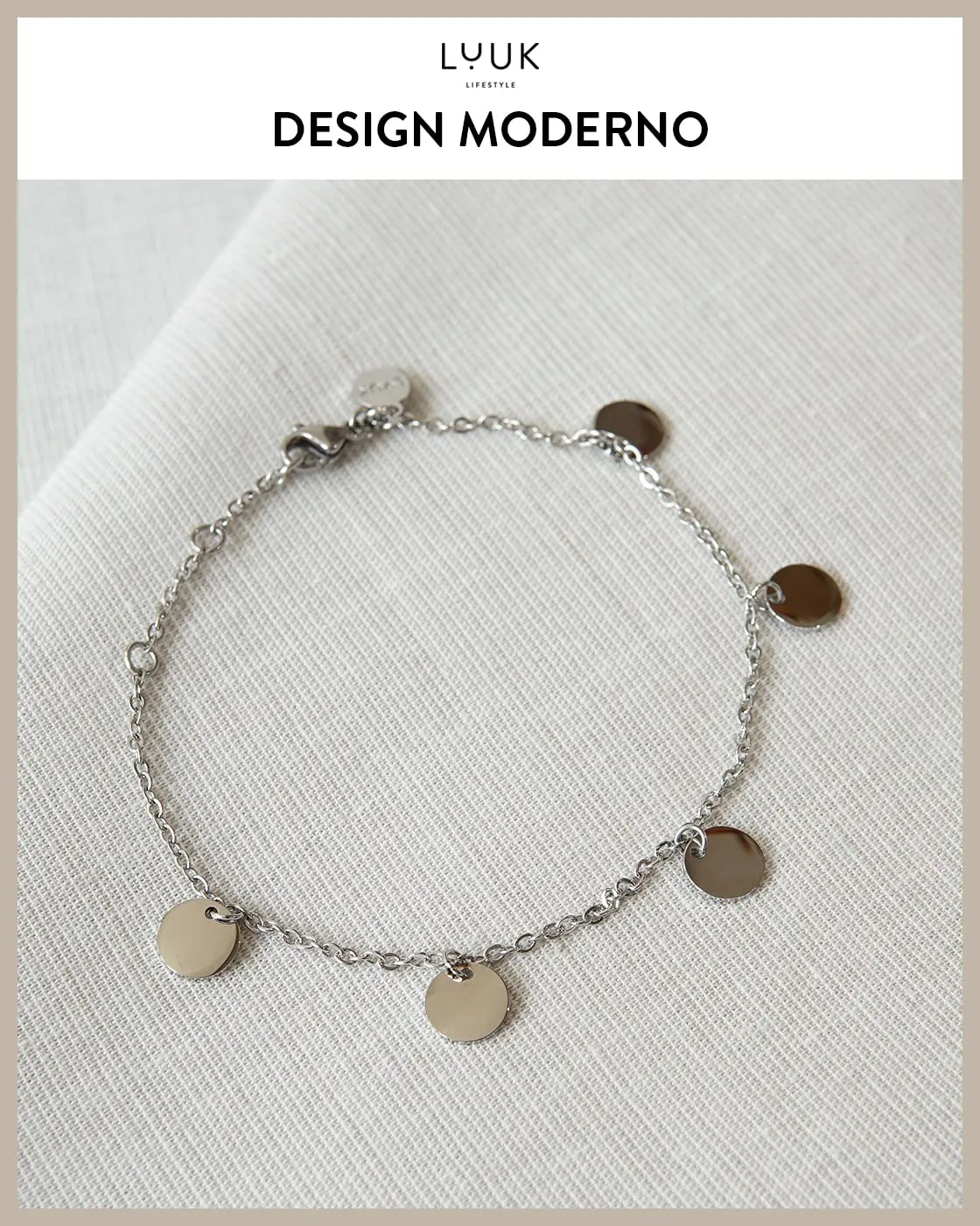 LUUK LIFESTYLE Set di gioielli in acciaio inossidabile 5 pezzi, collana e bracciale, argento - immagine 3