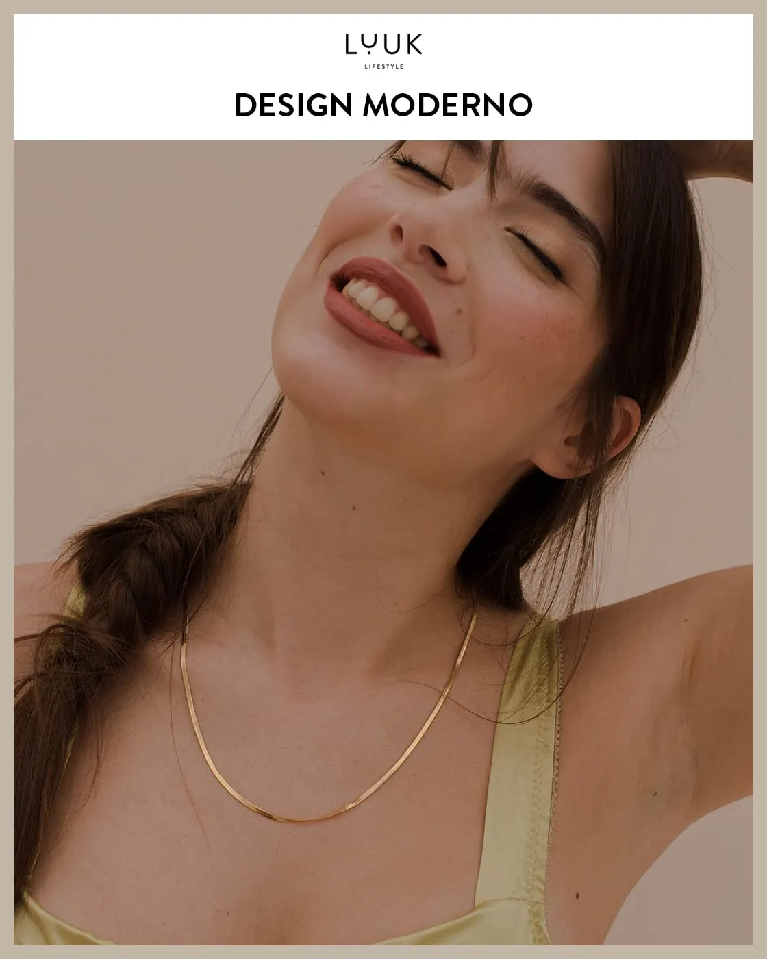 LUUK LIFESTYLE Collana modello serpente in acciaio inossidabile, 50cm, oro - immagine 3