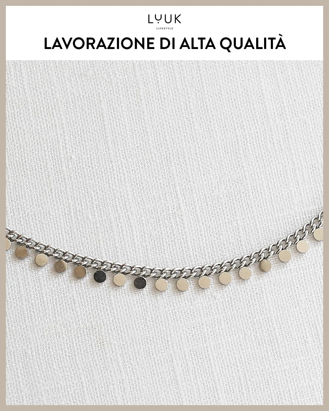 LUUK LIFESTYLE Braccialetti di monetine in acciaio inossidabile, argento - immagine 2