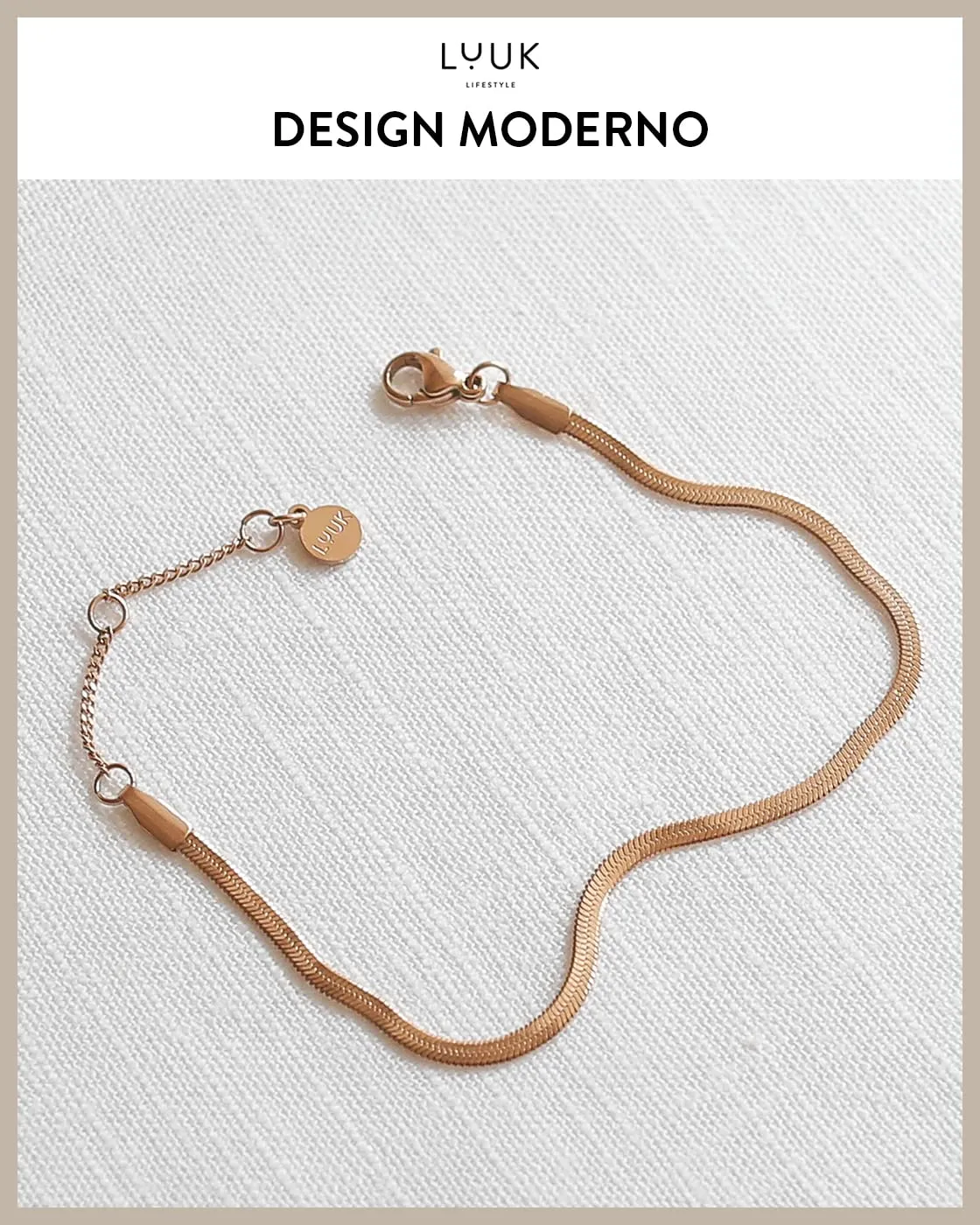 LUUK LIFESTYLE Set di gioielli con collana e bracciale a catena serpente in acciaio inossidabile, Rosa - immagine 3