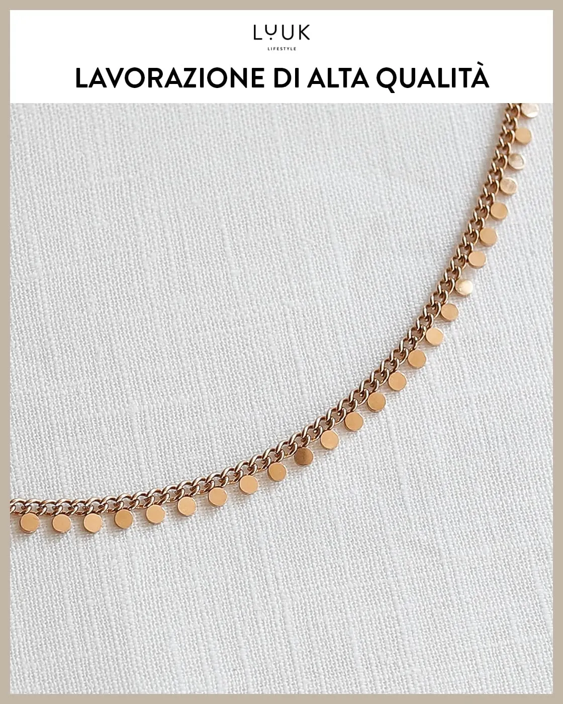 LUUK LIFESTYLE Collana con motivo monete, 50cm, Rosa - immagine 2
