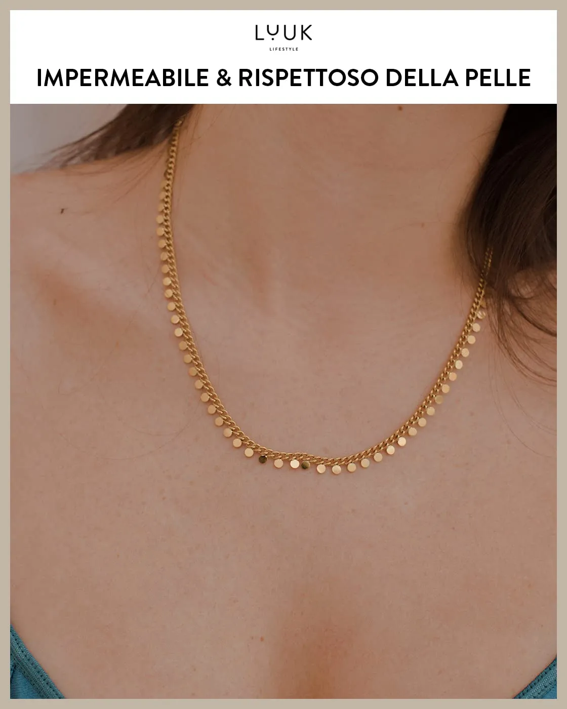 LUUK LIFESTYLE Collana con motivo monete, 50cm, Rosa - immagine 4