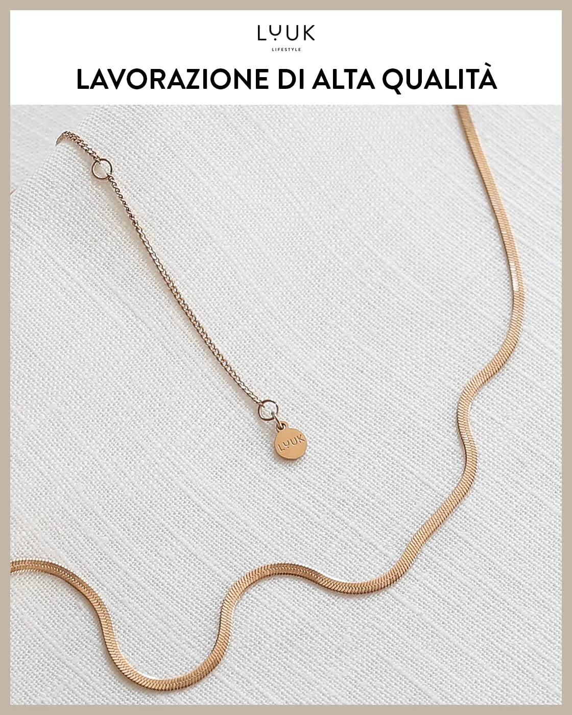 LUUK LIFESTYLE Collana Serpente in acciaio inossidabile, 50cm, rosa - immagine 2