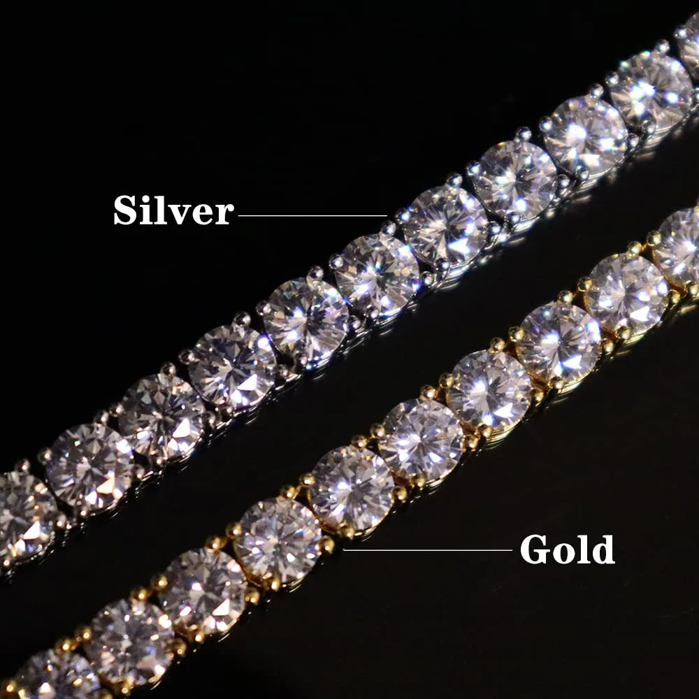 Putouzip Collana e Bracciale Tennis da Uomo Placcato Oro 18 Carati con Zirconi, 18 inch - immagine 2