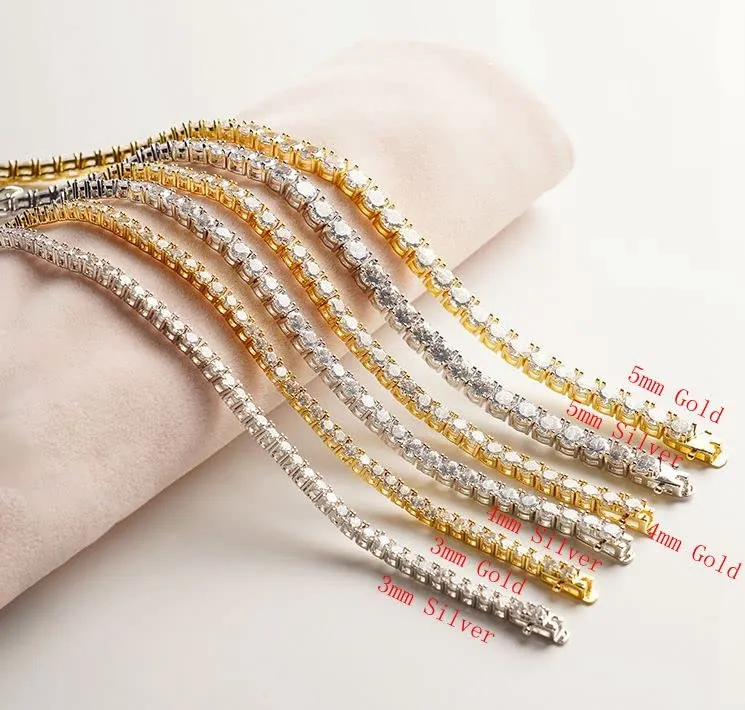 Putouzip Collana e Bracciale Tennis da Uomo Placcato Oro 18 Carati con Zirconi, 18 inch - immagine 4