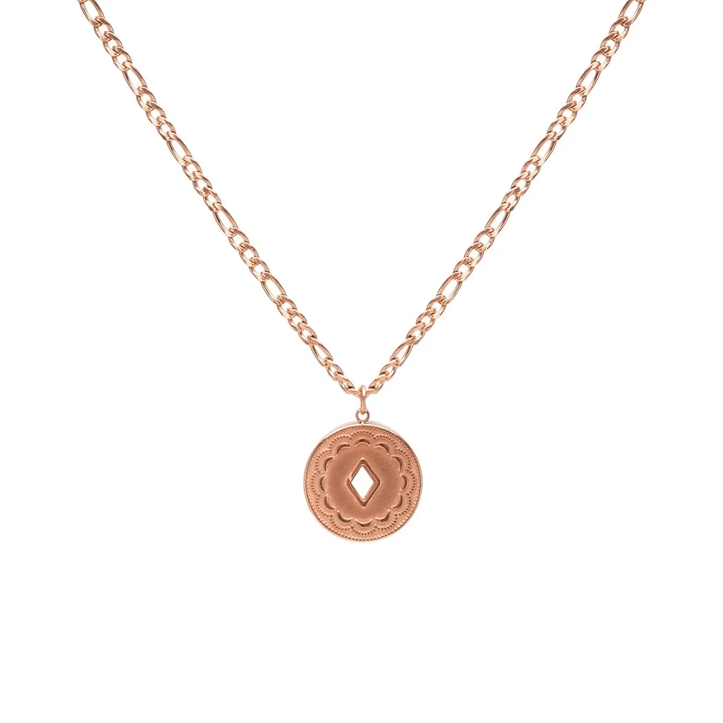 LUUK LIFESTYLE Collana con catena forzatina in acciaio inossidabile 50cm, rosa - immagine 1