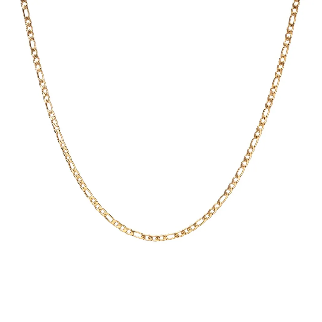 LUUK LIFESTYLE Collana a catena Figaro in acciaio inossidabile, 50cm, oro - immagine 1