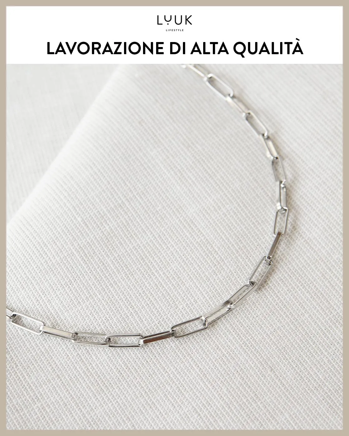 LUUK LIFESTYLE Set di gioielli con collana e bracciale in acciaio inossidabile, argento - immagine 2