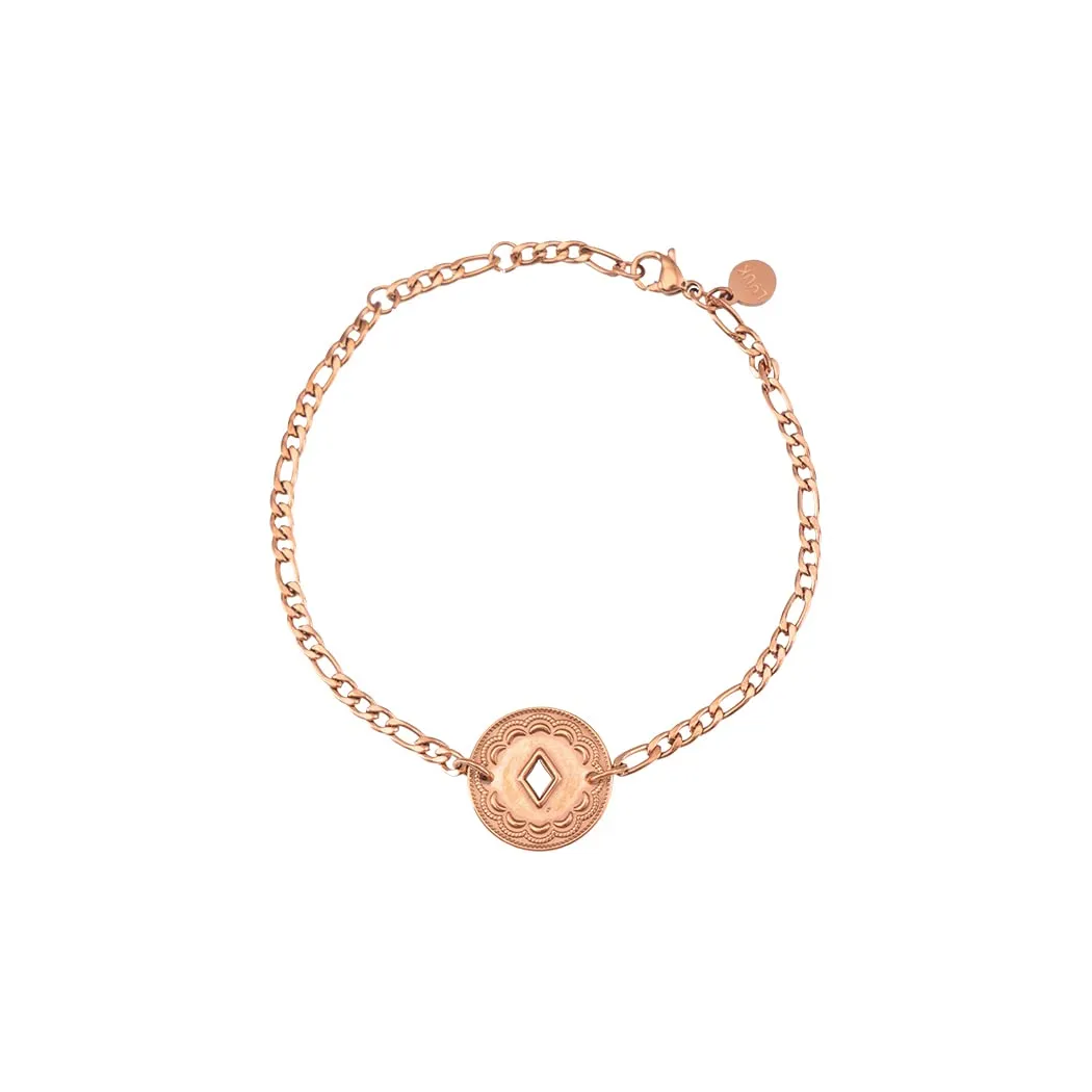 LUUK LIFESTYLE Braccialetto in filigrana in acciaio inossidabile con ciondolo a forma di rombo, rosa - immagine 1