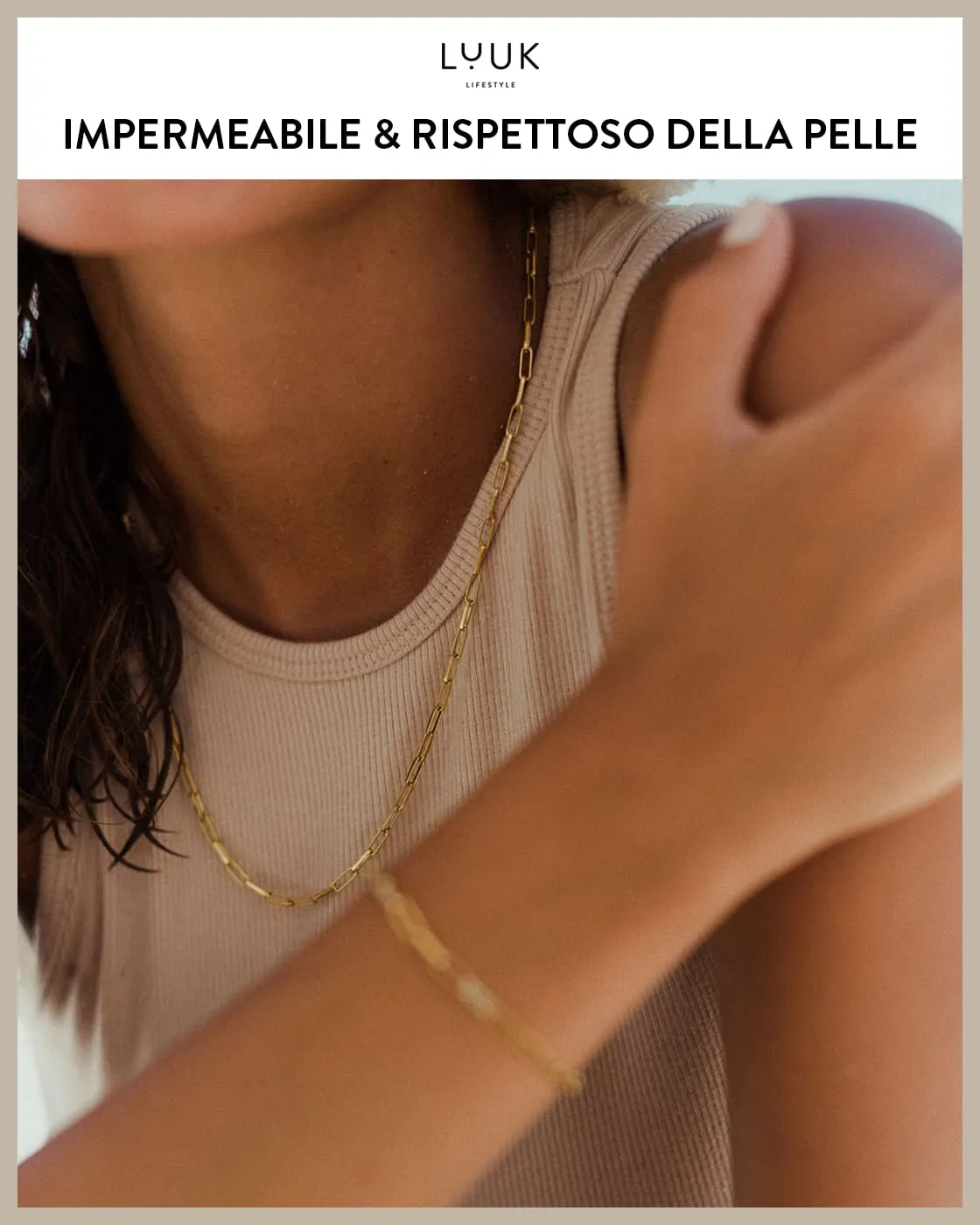 LUUK LIFESTYLE Collana con pendente a rombo in acciaio inossidabile, 50cm, oro - immagine 4
