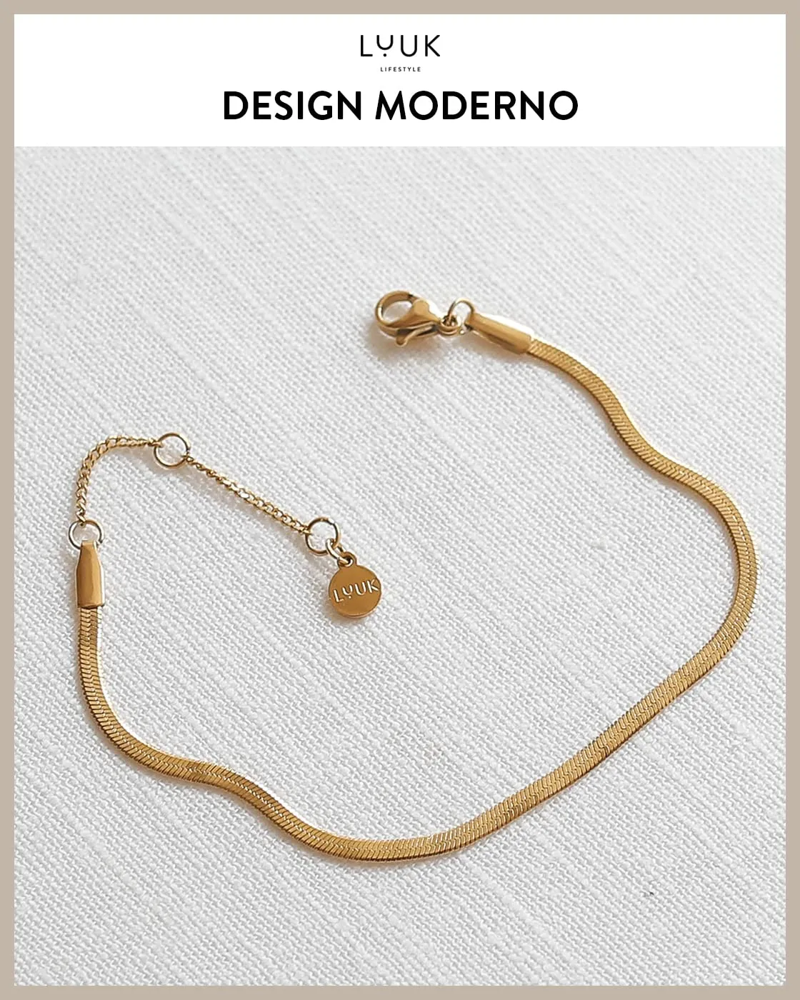 LUUK LIFESTYLE Set di gioielli con collana e bracciale a catena serpente, Oro - immagine 3