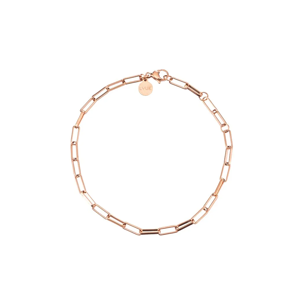 LUUK LIFESTYLE Bracciale in acciaio inossidabile catena forzatina regolabile, rosa - immagine 1