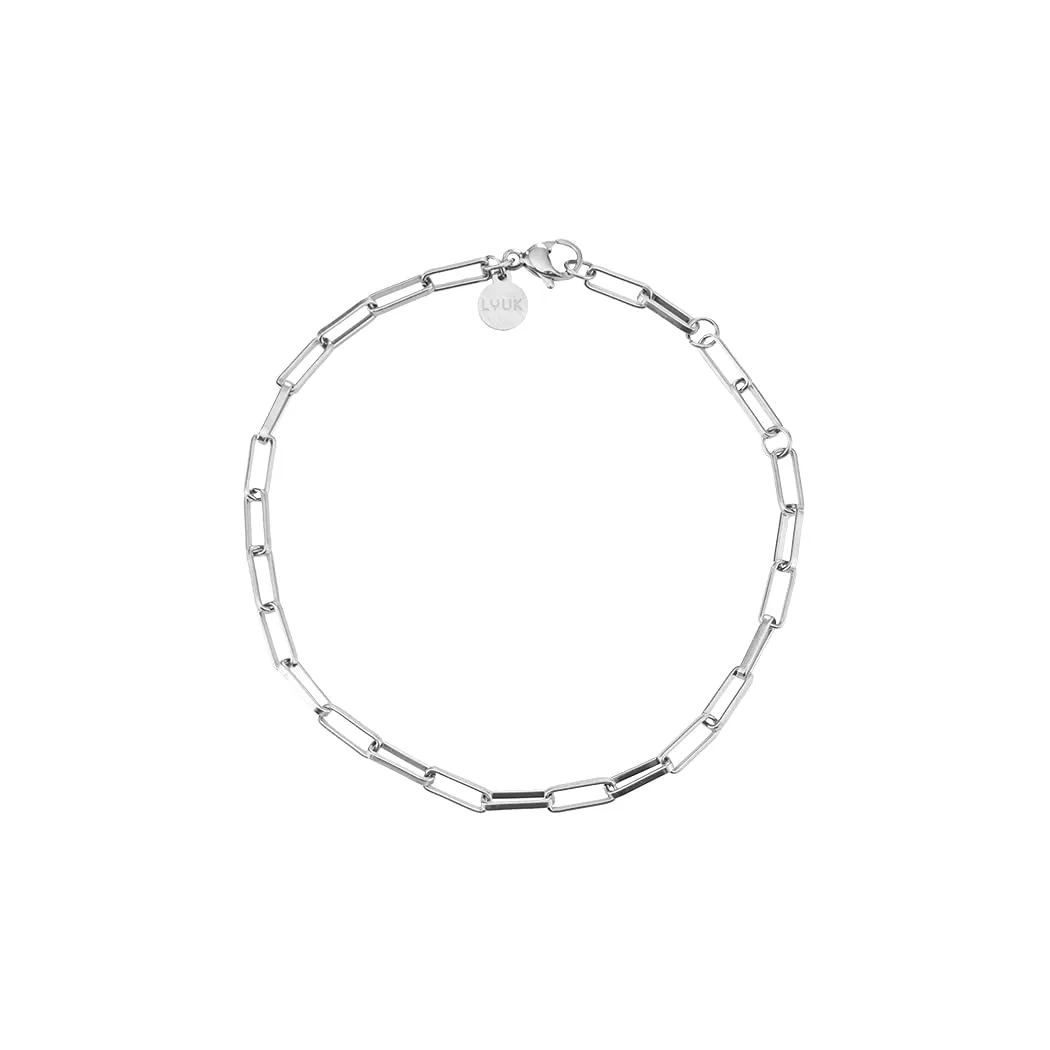 LUUK LIFESTYLE Braccialetto a catena forzatina in acciaio inossidabile, lunghezza regolabile, argento - immagine 1