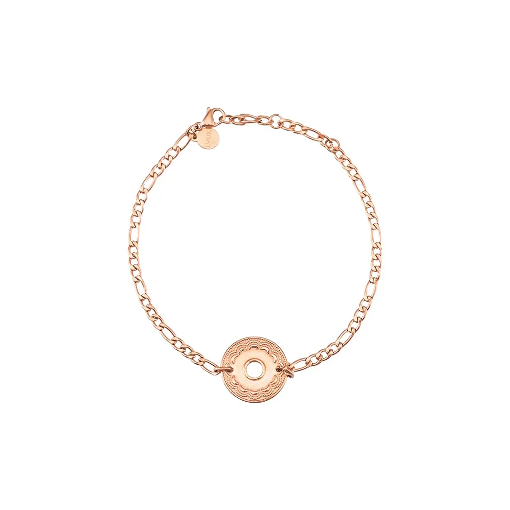 LUUK LIFESTYLE Bracciale in acciaio inossidabile con ciondolo a moneta, 50cm, Rosa - immagine 1