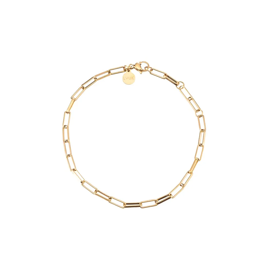 LUUK LIFESTYLE Bracciale in acciaio inossidabile catena forzatina, Oro - immagine 1