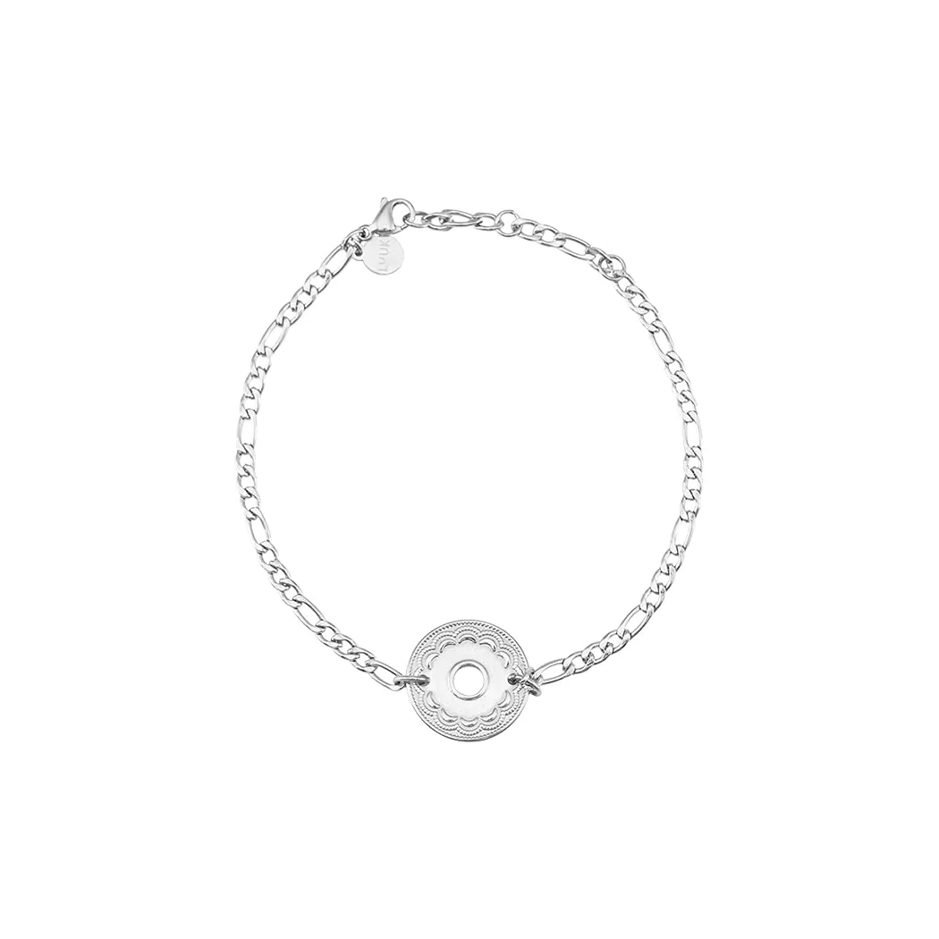LUUK LIFESTYLE Bracciale in filigrana in acciaio inossidabile con ciondolo a cerchio, Argento - immagine 1