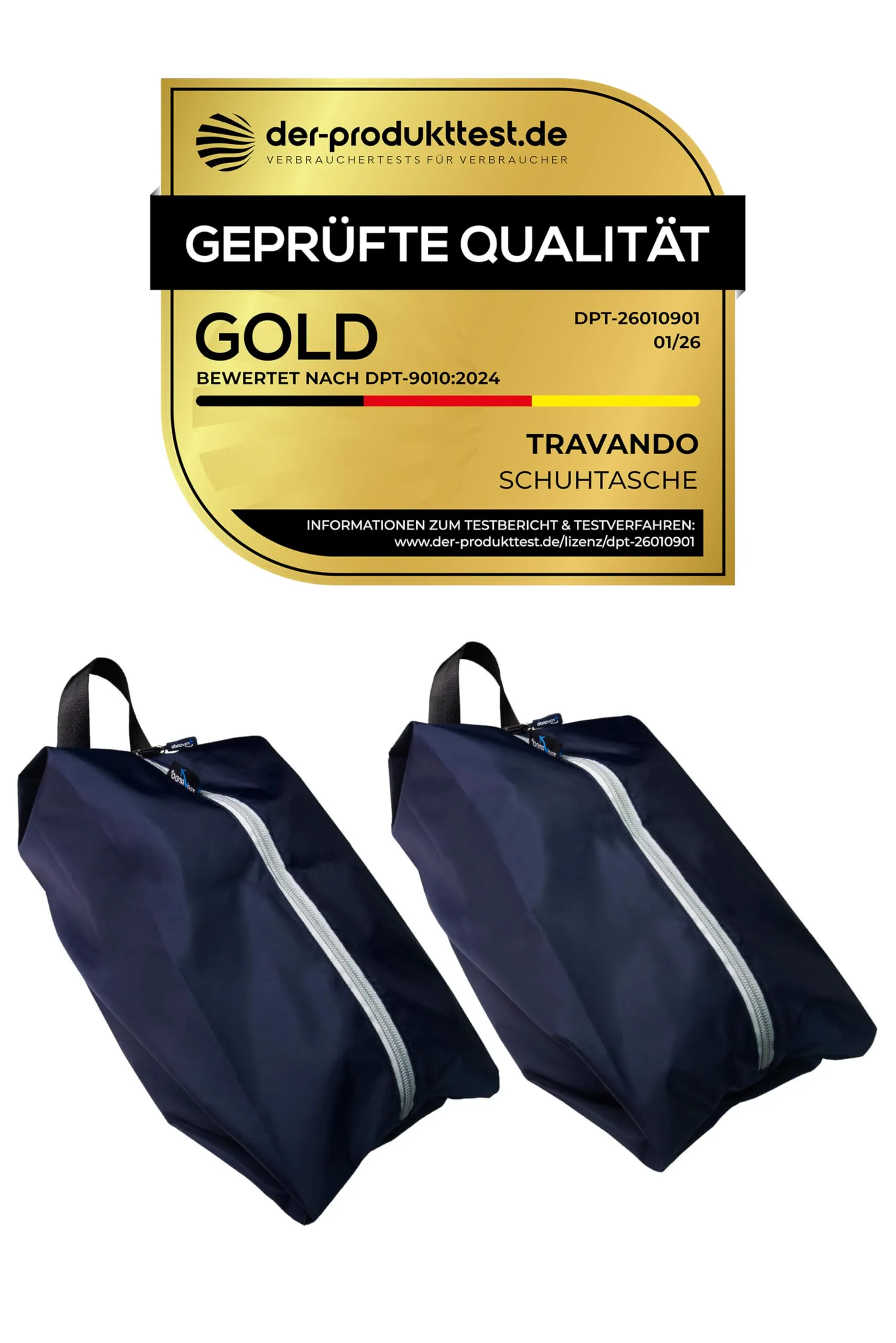 TRAVANDO Set da 2 sacchetti porta scarpe impermeabili (Blu) - immagine 1