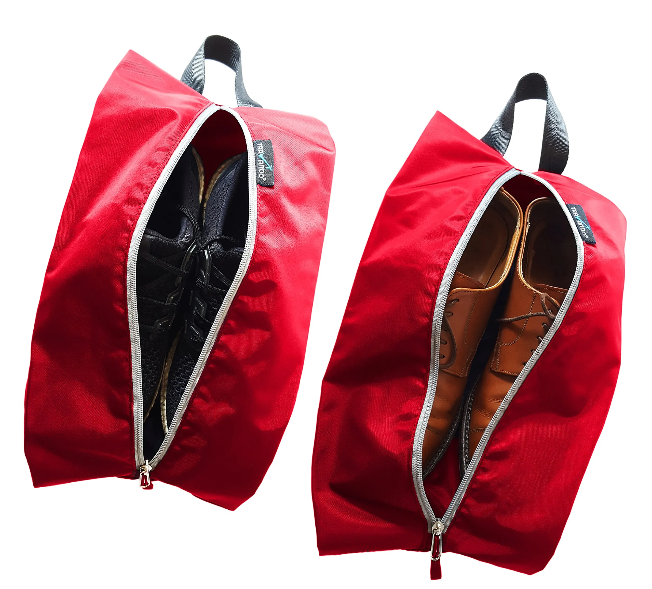 TRAVANDO Set da 2 sacchetti porta scarpe impermeabili (Rosso) - immagine 3