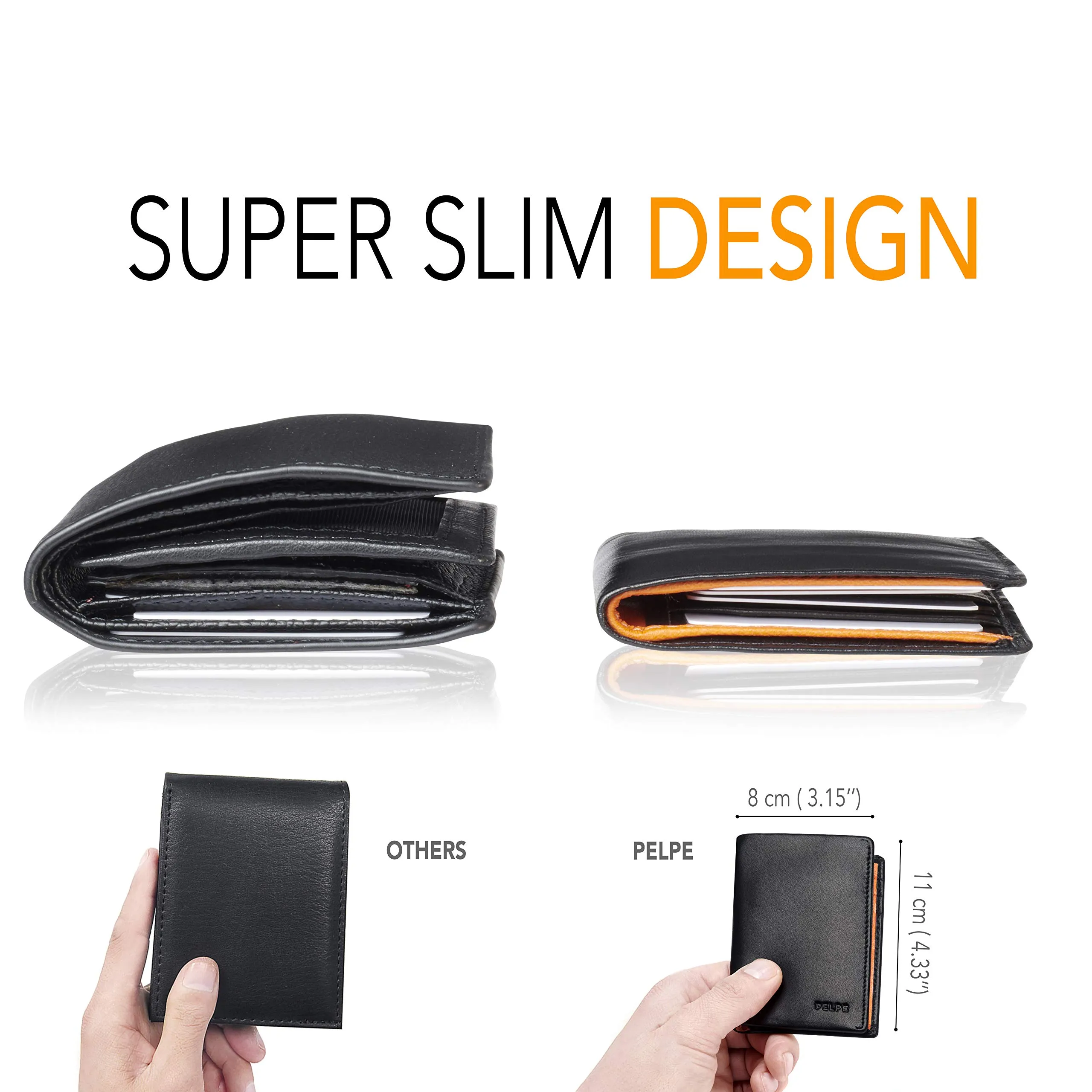 PELPE Portafoglio uomo slim in pelle, portacarte compatto, PW-5 - immagine 3