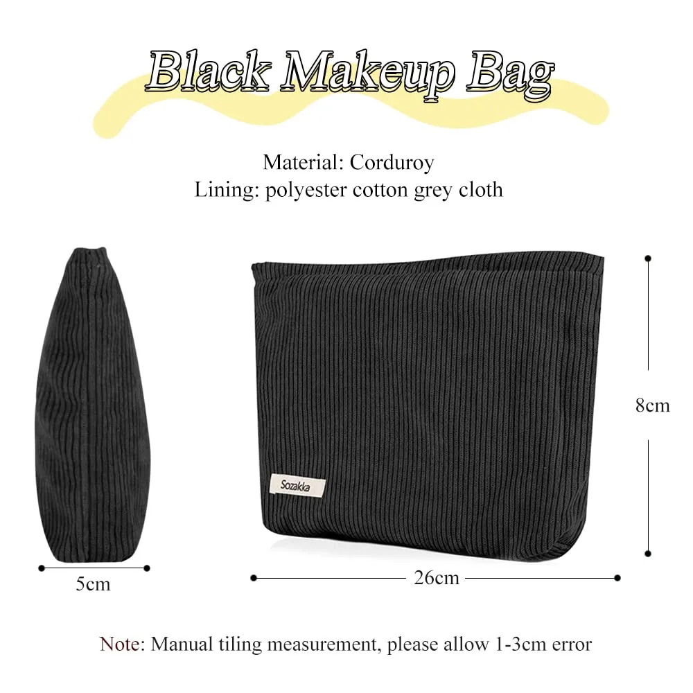 HMCEY Pochette in Tela per Cosmetici e Trucchi con Cerniera - Nero - immagine 2