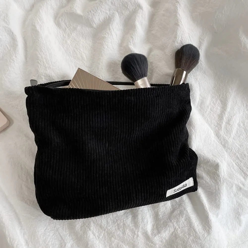 HMCEY Pochette in Tela per Cosmetici e Trucchi con Cerniera - Nero - immagine 4