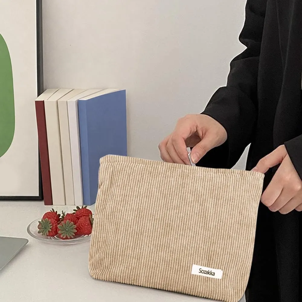 HMCEY Pochette in Tela per Cosmetici e Trucchi con Cerniera - Nero - immagine 6