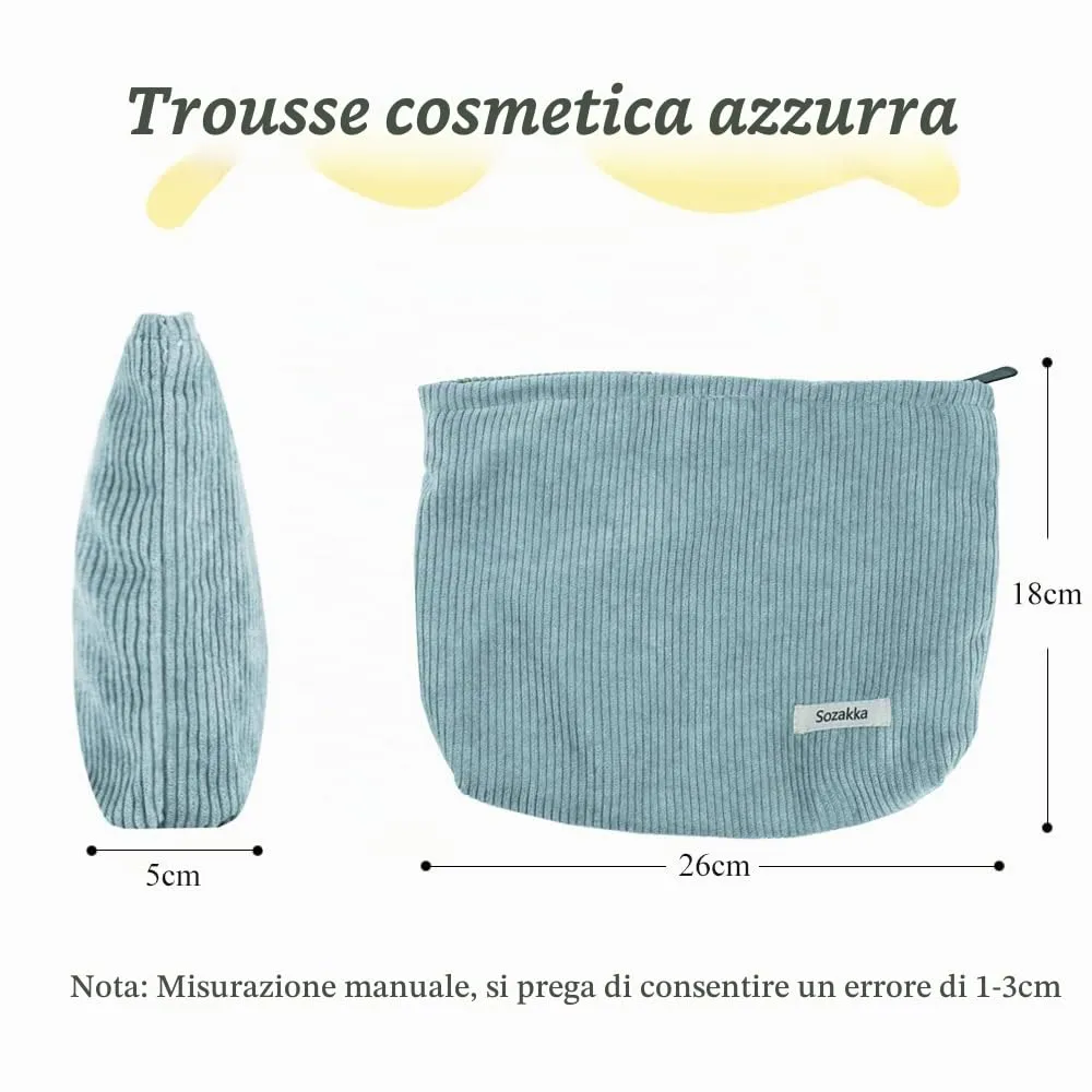 HMCEY Pochette in Tela per Cosmetici e Trucchi con Cerniera, Blu - immagine 2