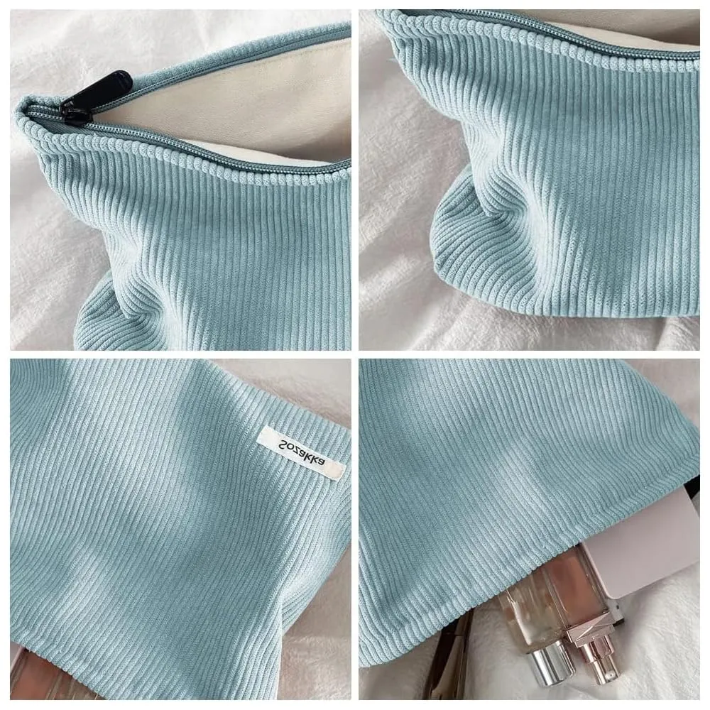 HMCEY Pochette in Tela per Cosmetici e Trucchi con Cerniera, Blu - immagine 3