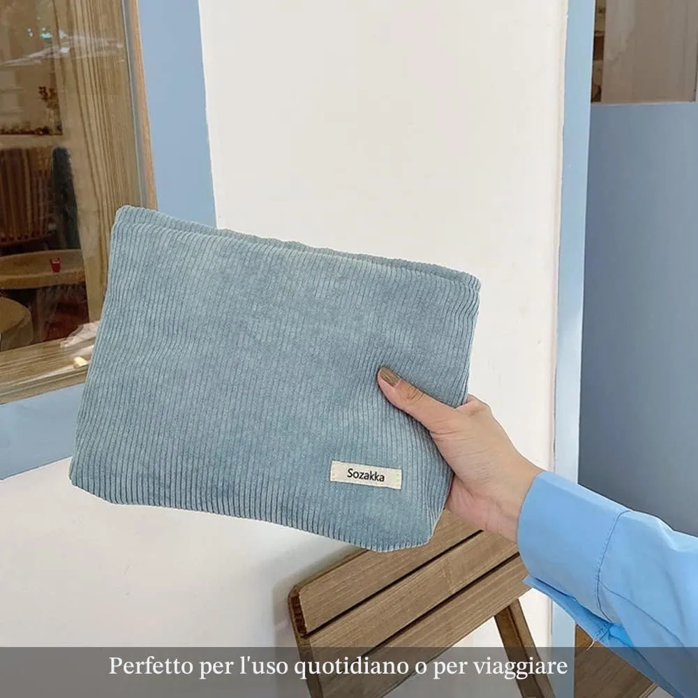 HMCEY Pochette in Tela per Cosmetici e Trucchi con Cerniera, Blu - immagine 4