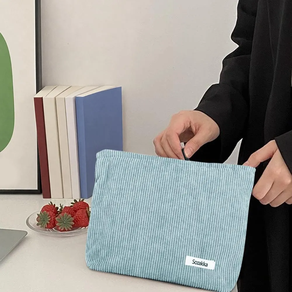 HMCEY Pochette in Tela per Cosmetici e Trucchi con Cerniera, Blu - immagine 5