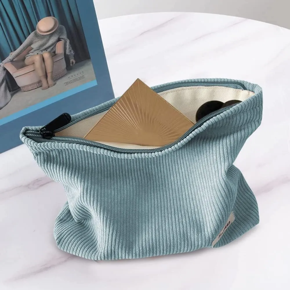 HMCEY Pochette in Tela per Cosmetici e Trucchi con Cerniera, Blu - immagine 6