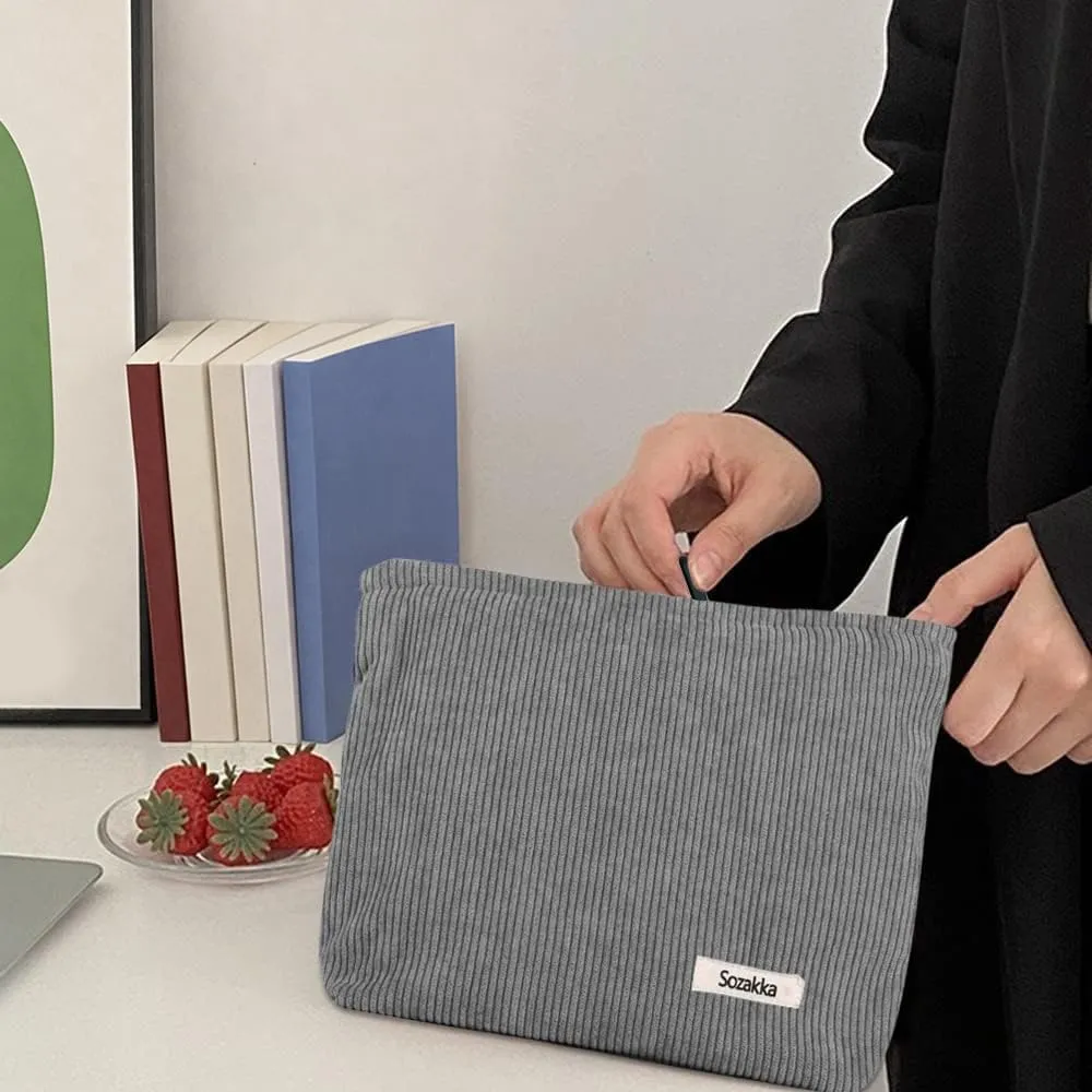 HMCEY Pochette in Tela per Cosmetici e Trucchi con Cerniera - Grigio - immagine 5