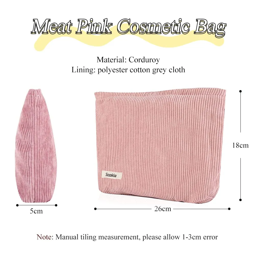 HMCEY Pochette Portatutto in Tela con Cerniera per Cosmetici e Trucchi, Rosa - immagine 2