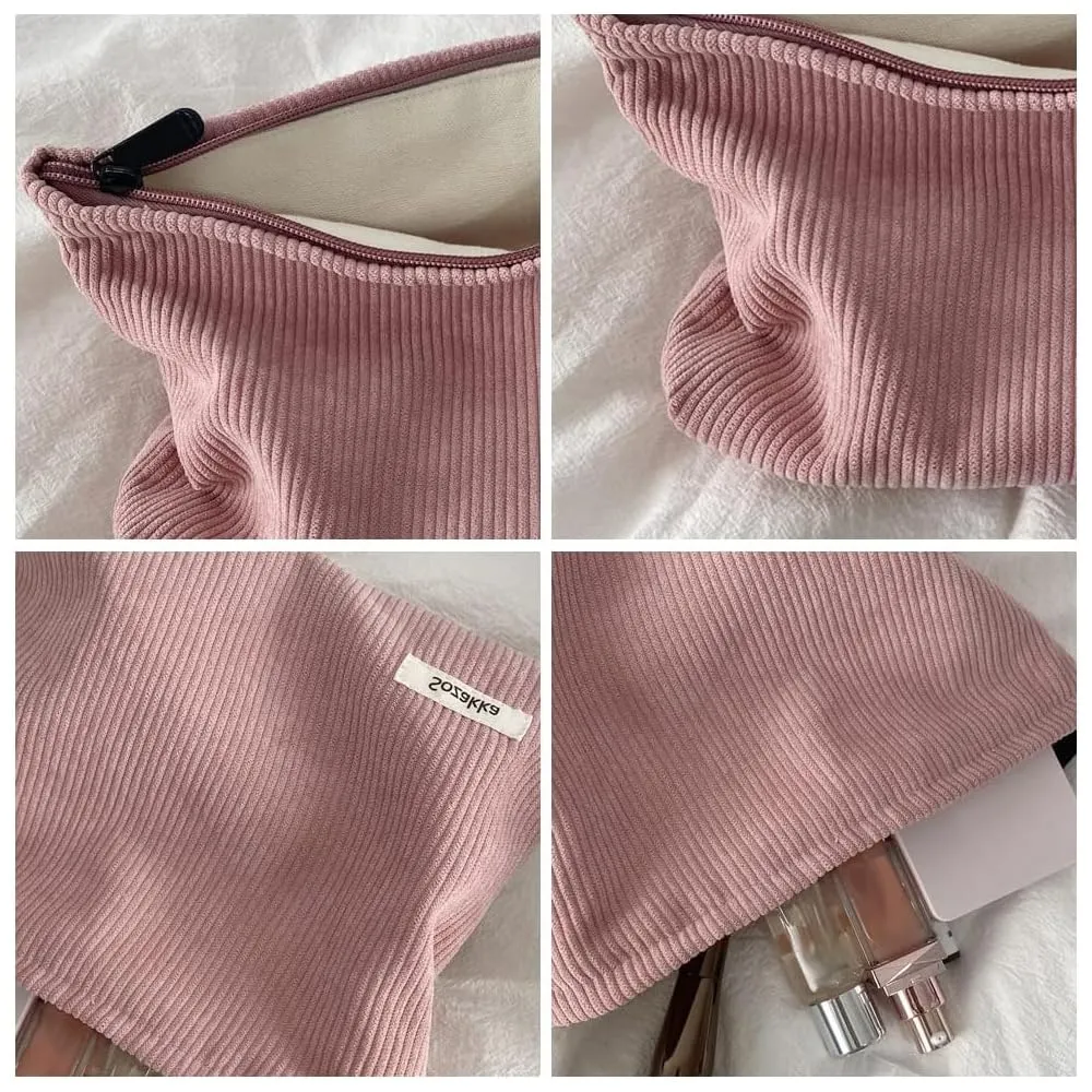 HMCEY Pochette Portatutto in Tela con Cerniera per Cosmetici e Trucchi, Rosa - immagine 3