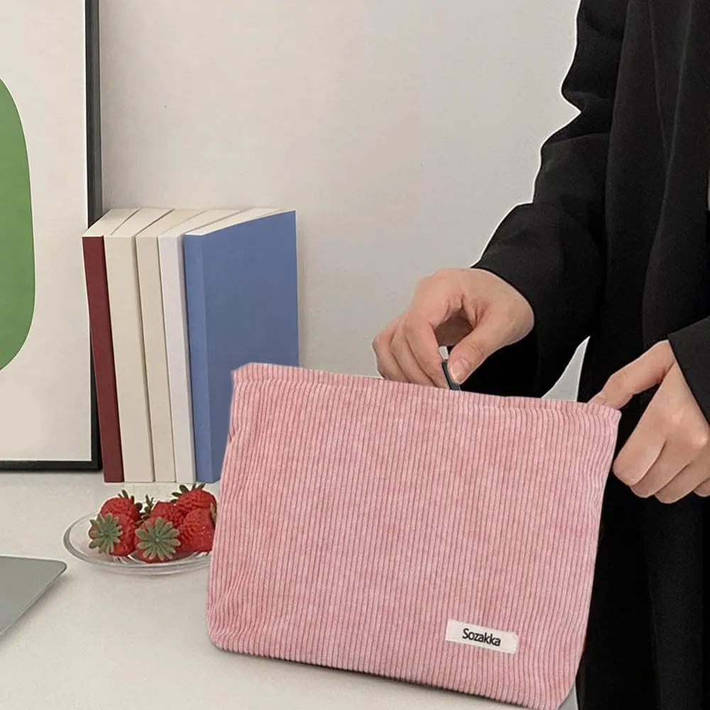 HMCEY Pochette Portatutto in Tela con Cerniera per Cosmetici e Trucchi, Rosa - immagine 6