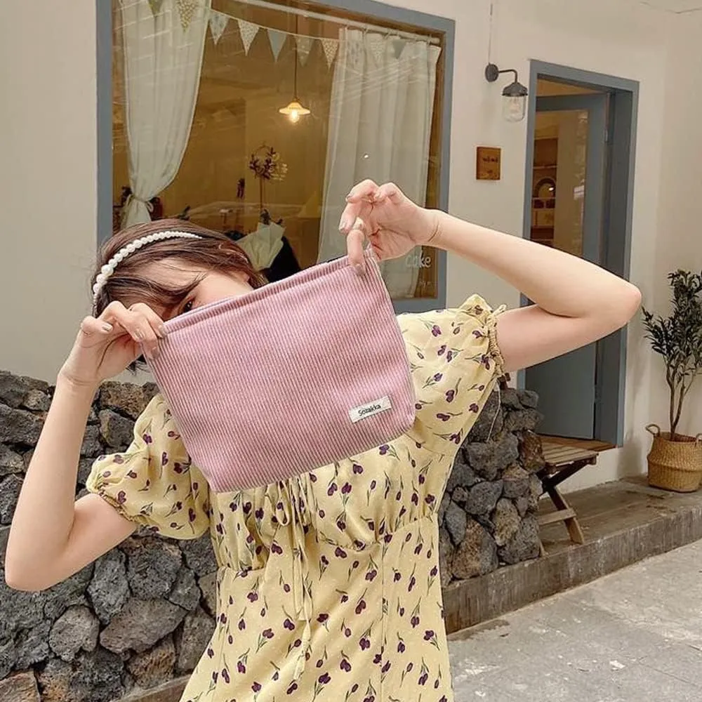 HMCEY Pochette Portatutto in Tela con Cerniera per Cosmetici e Trucchi, Rosa - immagine 7