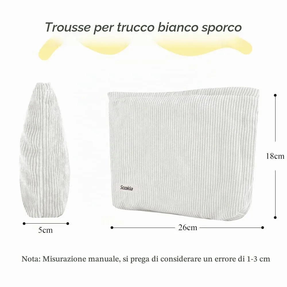 HMCEY Pochette in Tela per Cosmetici e Trucchi con Cerniera - Bianco - immagine 2