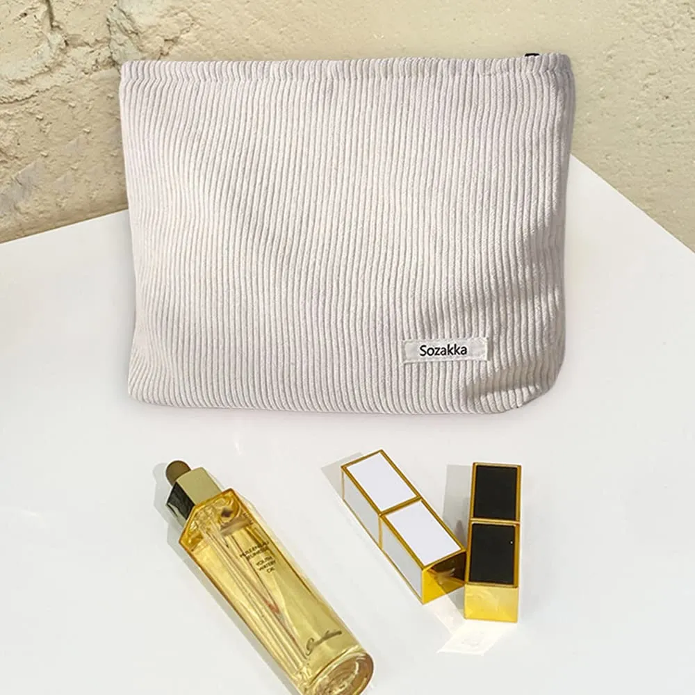 HMCEY Pochette in Tela per Cosmetici e Trucchi con Cerniera - Bianco - immagine 6