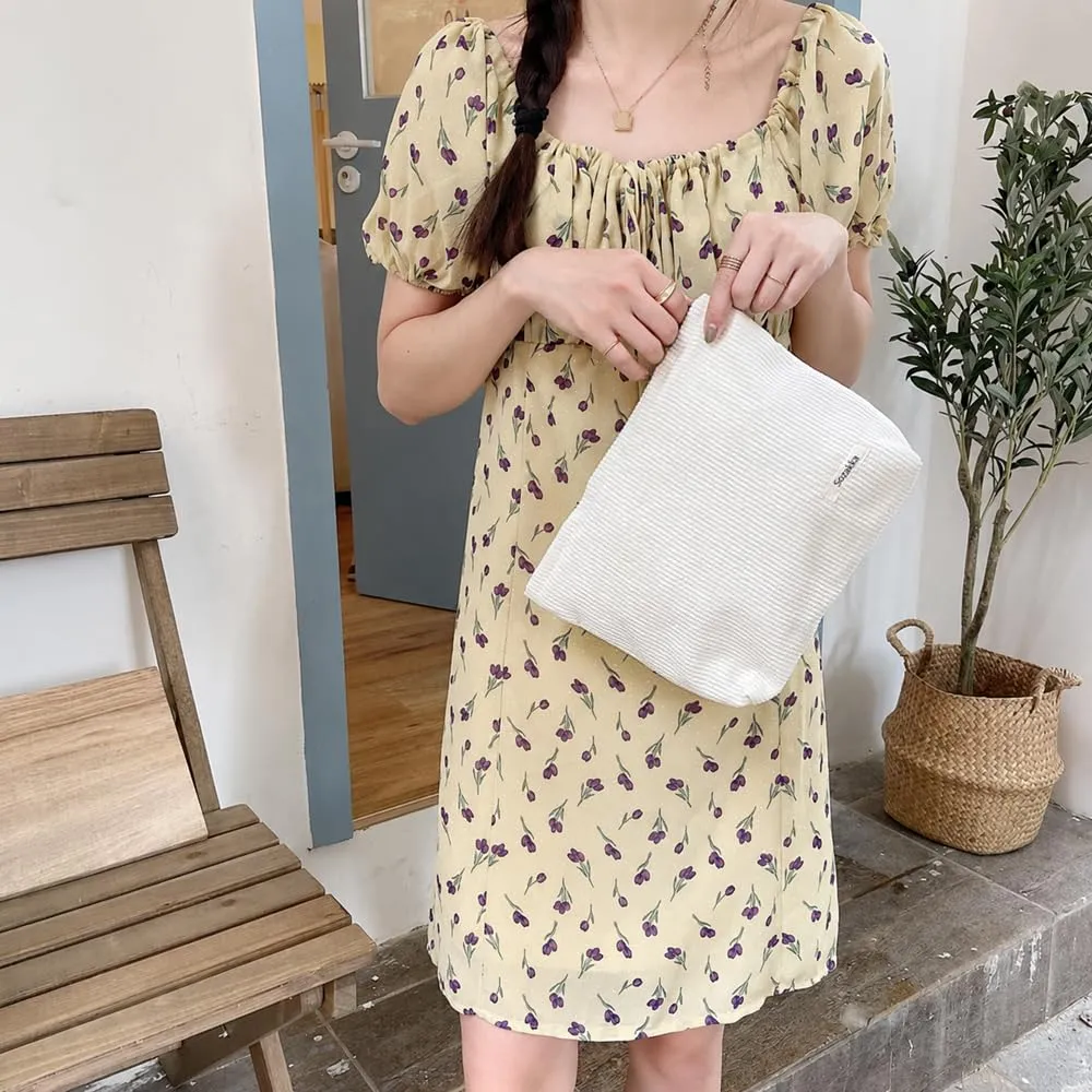 HMCEY Pochette in Tela per Cosmetici e Trucchi con Cerniera - Bianco - immagine 7