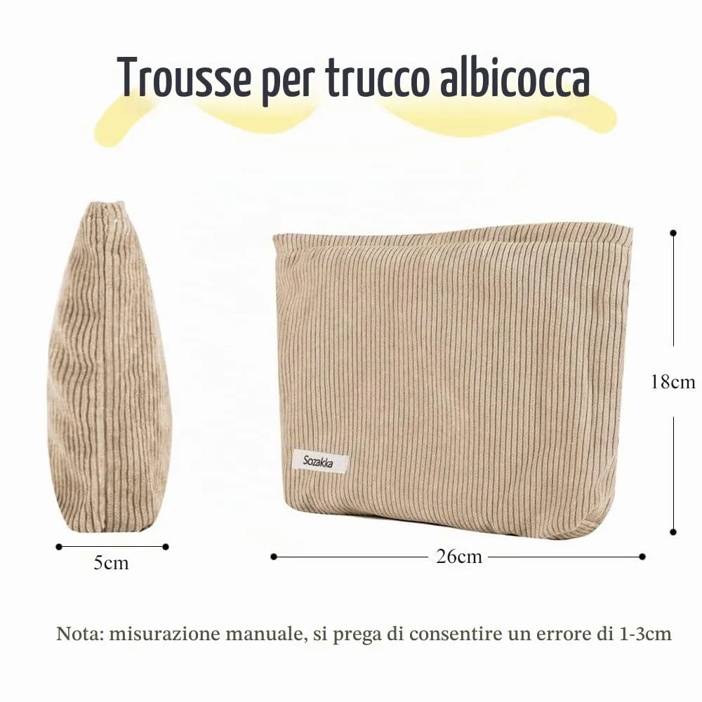 HMCEY Pochette in Tela per Cosmetici e Trucchi con Cerniera - Albicocca - immagine 2