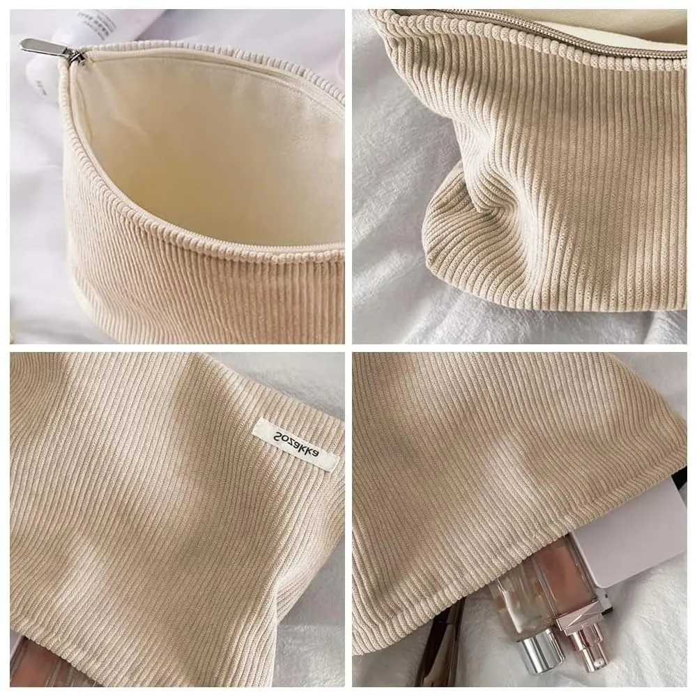 HMCEY Pochette in Tela per Cosmetici e Trucchi con Cerniera - Albicocca - immagine 3