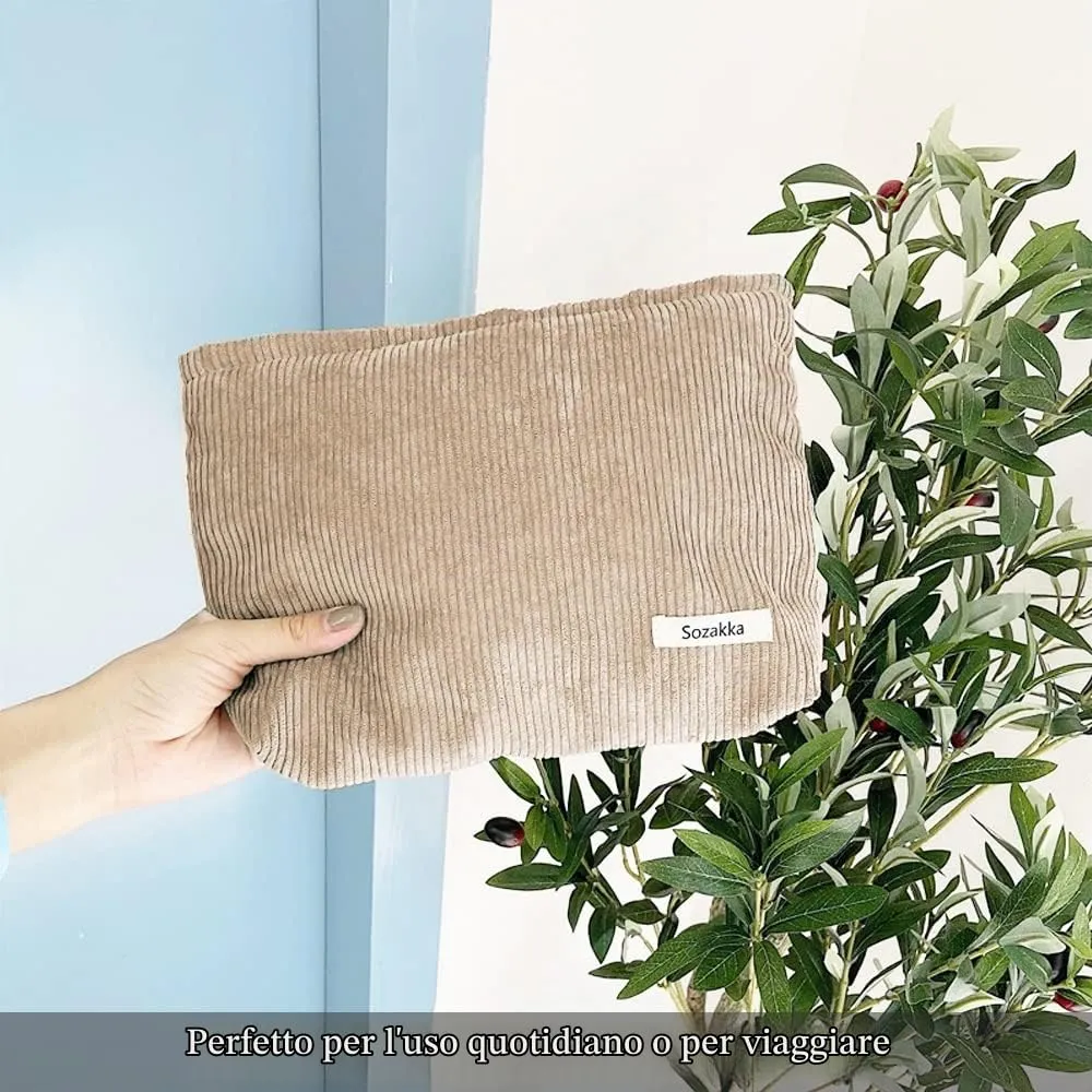 HMCEY Pochette in Tela per Cosmetici e Trucchi con Cerniera - Albicocca - immagine 4