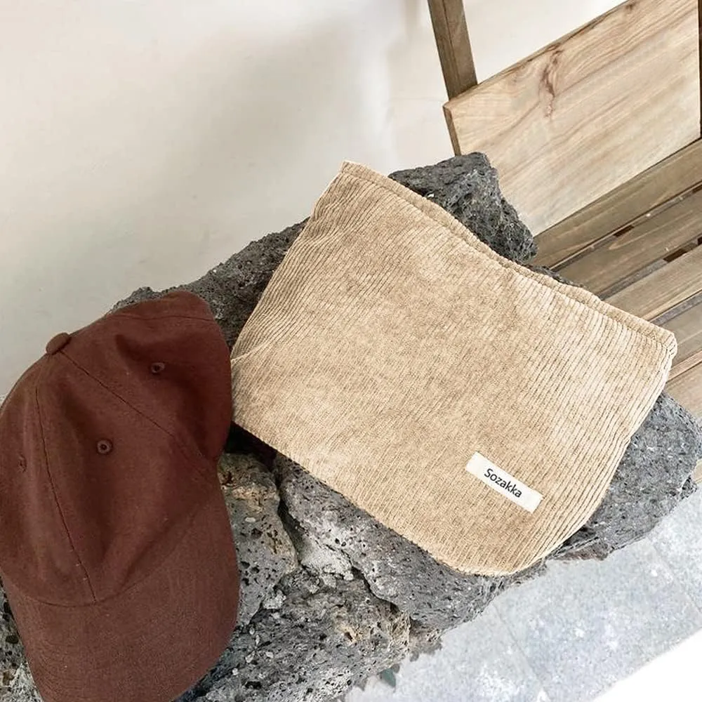 HMCEY Pochette in Tela per Cosmetici e Trucchi con Cerniera - Albicocca - immagine 5