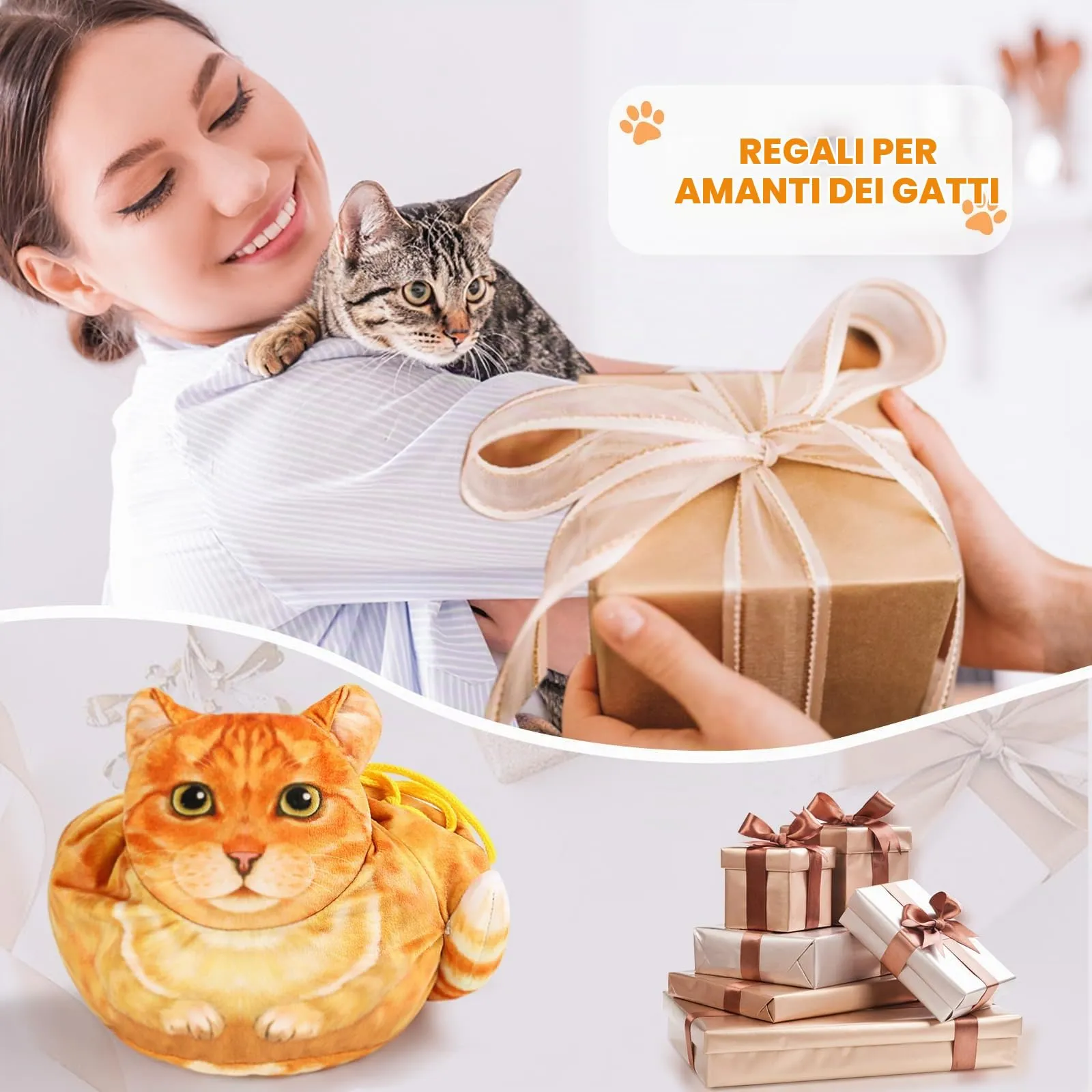 Openhahaha Trousse Trucchi Donna a Forma di Gatto con Coulisse, Borsa Cosmetica da Viaggio HBZ-001 - immagine 7