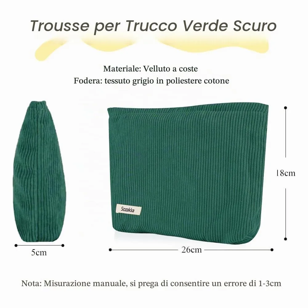 HMCEY Pochette in Tela per Cosmetici e Trucchi con Cerniera, Verde Scuro - immagine 2