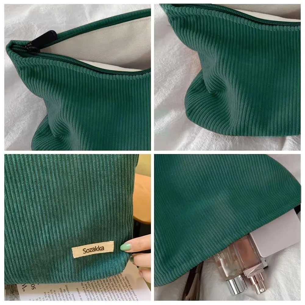 HMCEY Pochette in Tela per Cosmetici e Trucchi con Cerniera, Verde Scuro - immagine 4