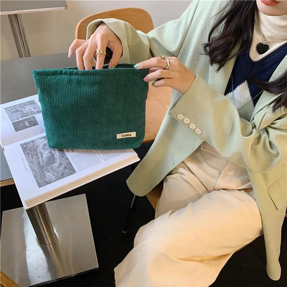 HMCEY Pochette in Tela per Cosmetici e Trucchi con Cerniera, Verde Scuro - immagine 6