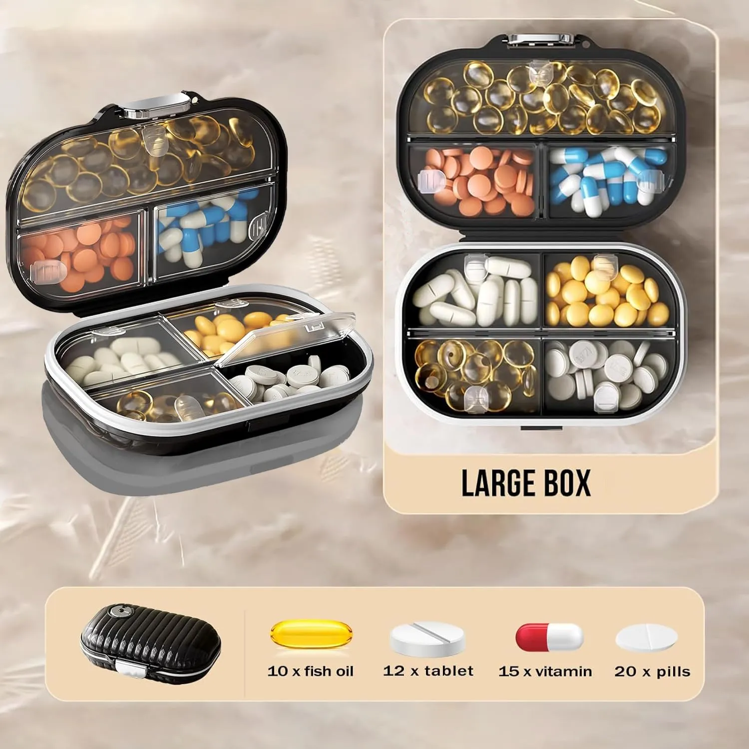 Ptyism Portable Travel Pill Organizer, 7 Compartments - immagine 2