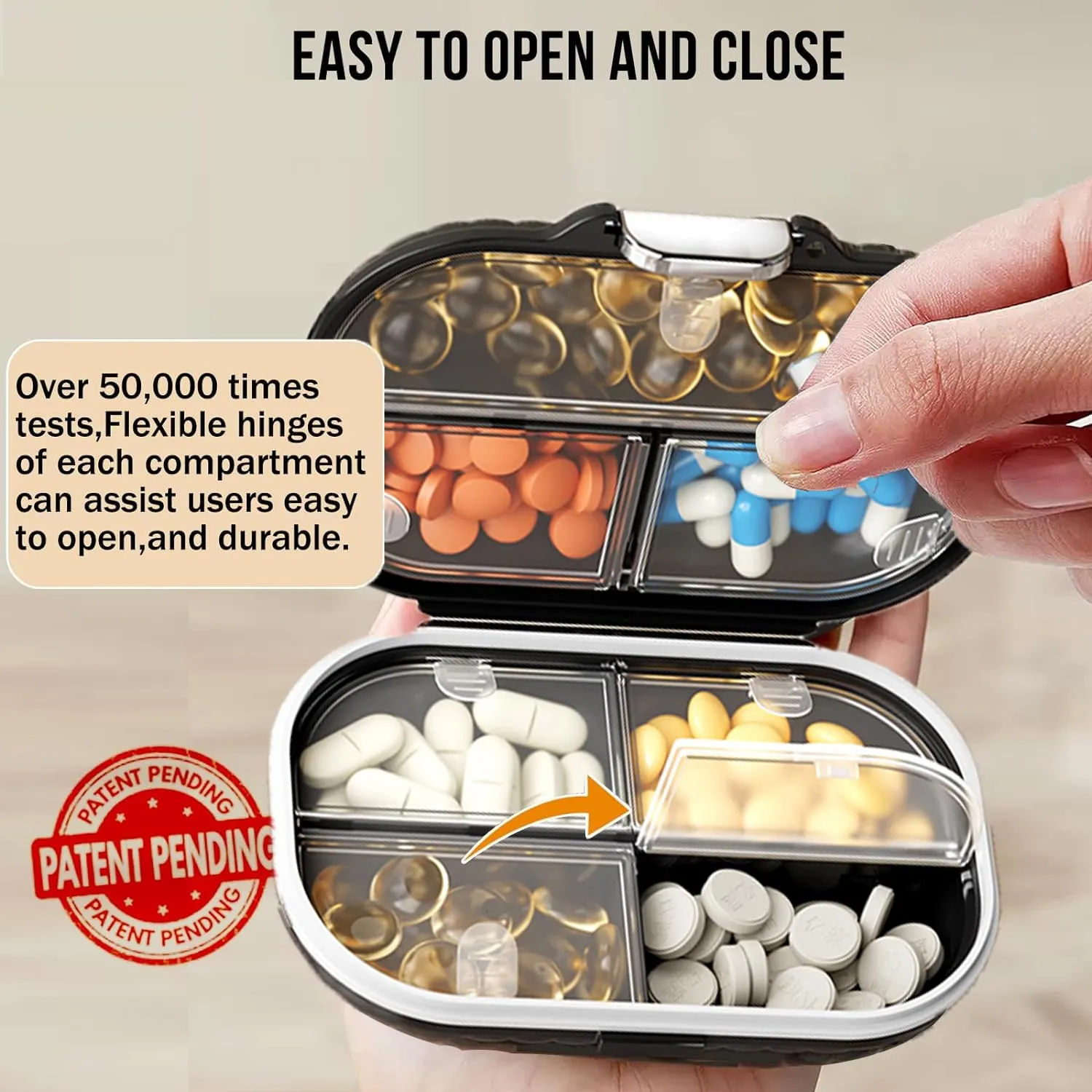 Ptyism Portable Travel Pill Organizer, 7 Compartments - immagine 3
