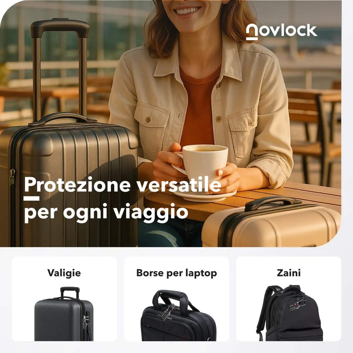 NovLock Lucchetti TSA a combinazione a 4 cifre, confezione da 4 neri, NLTSA002 - immagine 8